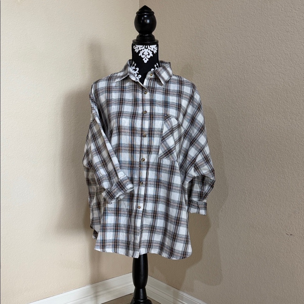 Women's Casual Plaid Button-Down Shirt